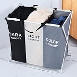 Rainberg 135L Collapsible Laundry Hamper with 3 Compartments view 2