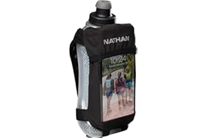 Nathan Running Handheld Quick Squeeze Water Bottle. No-Grip Adjustable Hand Strap. 12oz / 18oz / Insulated. Reflective Hydration Water Bottle.