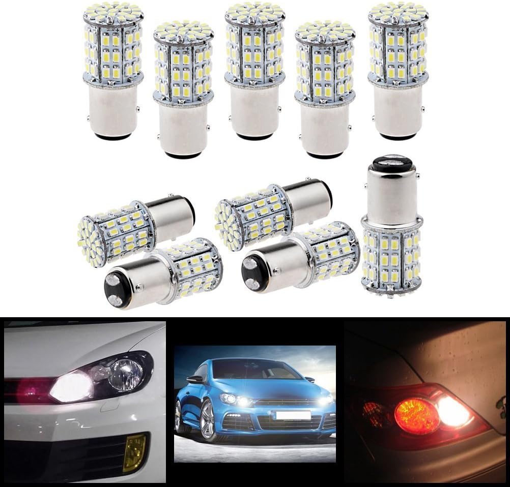 GlobeLED 10-Pack White 1157 BAY15D 1206 64SMD Led Light Bulb Car Turning Light Auto Bulb Backup Tail Lamps DC12V
