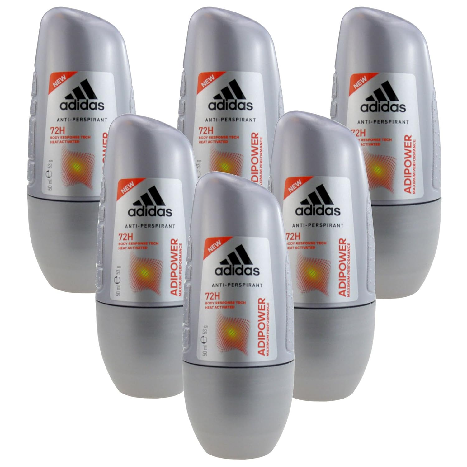 6 x 50ml Adidas Adipower Roll On Deo Deodorant Rollon Deostick