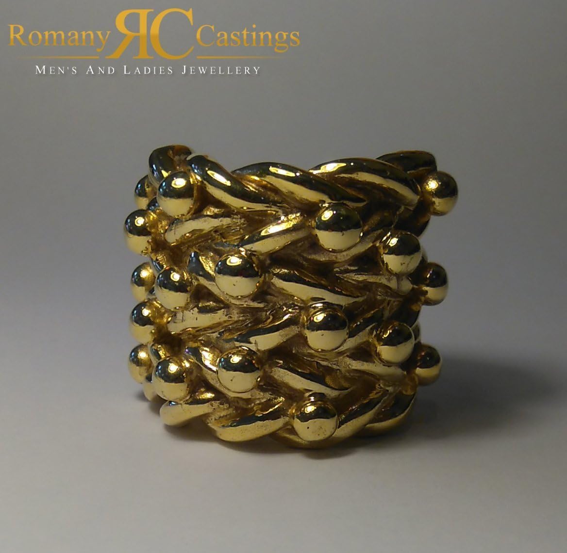 Romany CastingsMassive 4 Row Keeper Ring Cast in Jewellers Bronze Dipped in 9ct Gold 80 grams Any Size