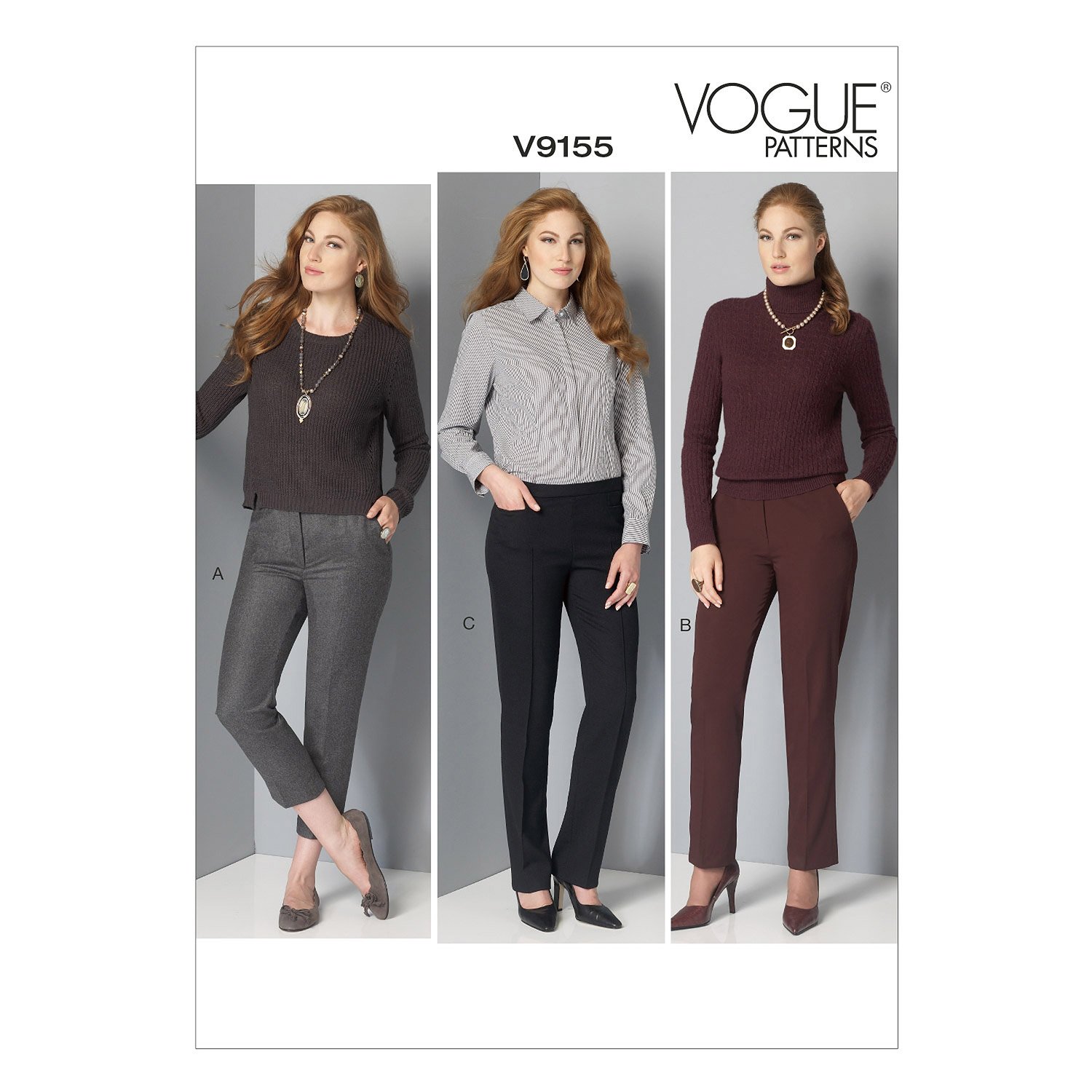 Vogue Patterns 9155 Misses Petite Pants,Sizes 12-20, Multicolor, D5 (12-14-16-18-20)