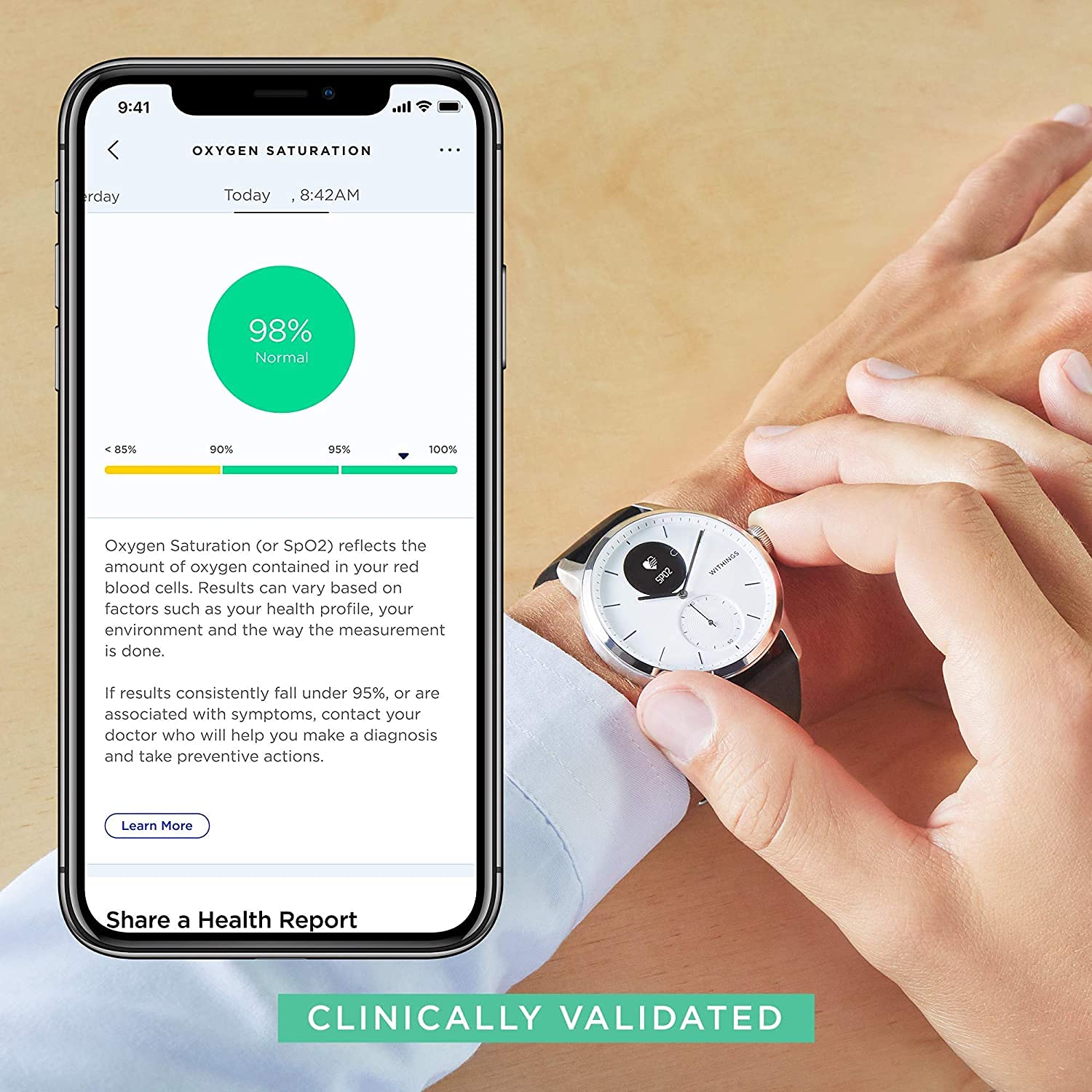 Withings Withings ScanWatch Hybrid Smartwatch with ECG, Heart Rate Monitor and Oximeter