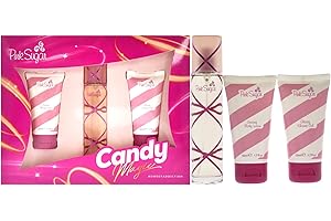 Aquolina Pink Sugar Candy Magic 1.7oz EDT Spray, 1.7oz Glossy Shower Gel, 1.7oz Creamy Body Lotion Women 3 Pc Gift Set