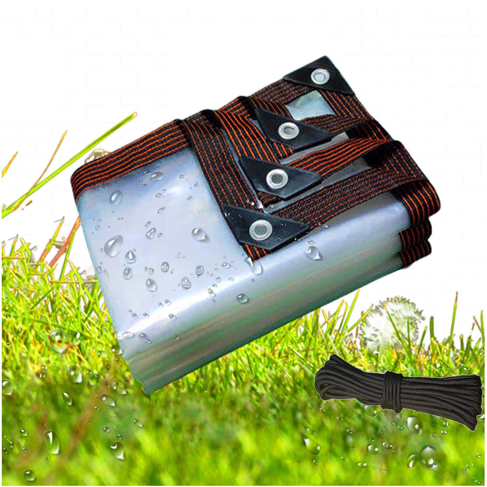 Clear Waterproof Tarp 2X3M, Transparent PE Tarpaulin with Eyelets, Multi-Purpose Cover for Outdoor Furniture Plant, Reinforced Sheet Tent for Garden Terrace Pavilion (2X3M)