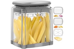 French Fry Cutter, Solucky 3 in 1 Onion Potato Cutter, Professional Homestyle Vegetable Chopper Dicer Apple Slicer, Great for Potatoes Carrots Cucumbers Zucchini Peppers 3 Blades