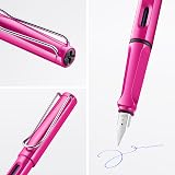 LAMY Safari Pink Fountain Pen LH M Nib with T 10 Blue Cartridge view 2
