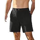 PLEPAN Mens Corduroy Shorts 7 Inch Casual Vintage Elastic Waist Relaxed Fit Summer Beach Short with Pockets