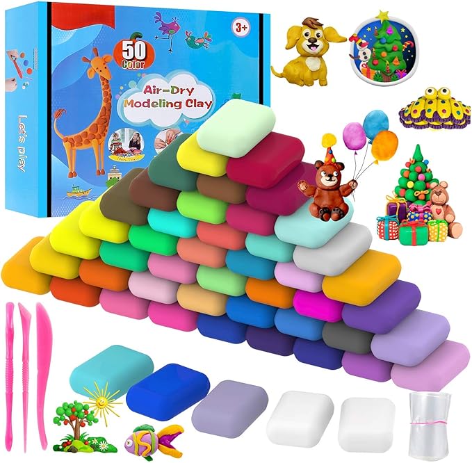 YILAIDA Air Dry Clay, 50 Colors Soft Modeling Clay Safe and Non Toxic Magic Clay Soft Ultra