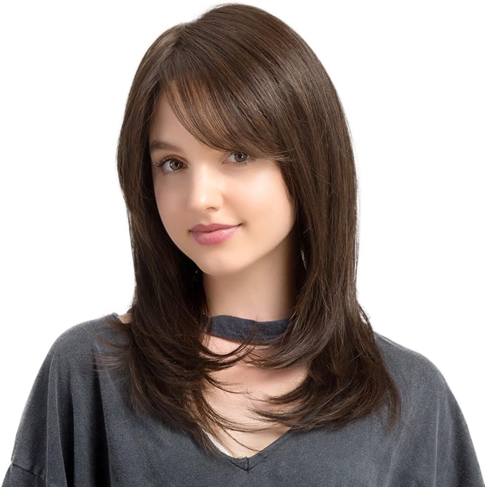 Blanna Wigs for White Women Long Natural 20" Wigs Synthetic Fiber Color Brown