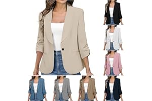 Blazers for Women Business Casual Button Down Blazer Jacket Solid Color Long Sleeve Blazers Fall Fashion Clothes