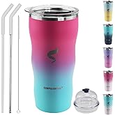 SIMPLE DRINK 20Oz Insulated Tumbler With Straw And Lid, Stainless Steel Coffee Cup, Double Wall Vacuum Travel Mug,Spill proof Iced Coffee Tumbler, Beach tumbler, Green Red Tumbler