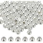PATIKIL 2 mm Spacer Beads, 100 Pcs Metal Charm Loose Disc Round Slider Stopper Bead Spacers Bulk for Jewelry Making DIY Bracelet Necklace Earrings, Silver Tone