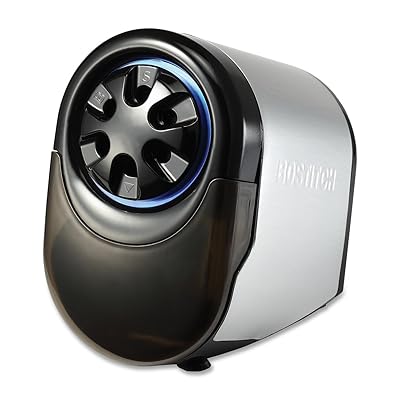 Bostitch Antimicrobial QuietSharp Glow  Extra Heavy Duty Classroom Electric Pencil Sharpener with Replaceable Cutter Cartridge System SilverBlack EPS11HC