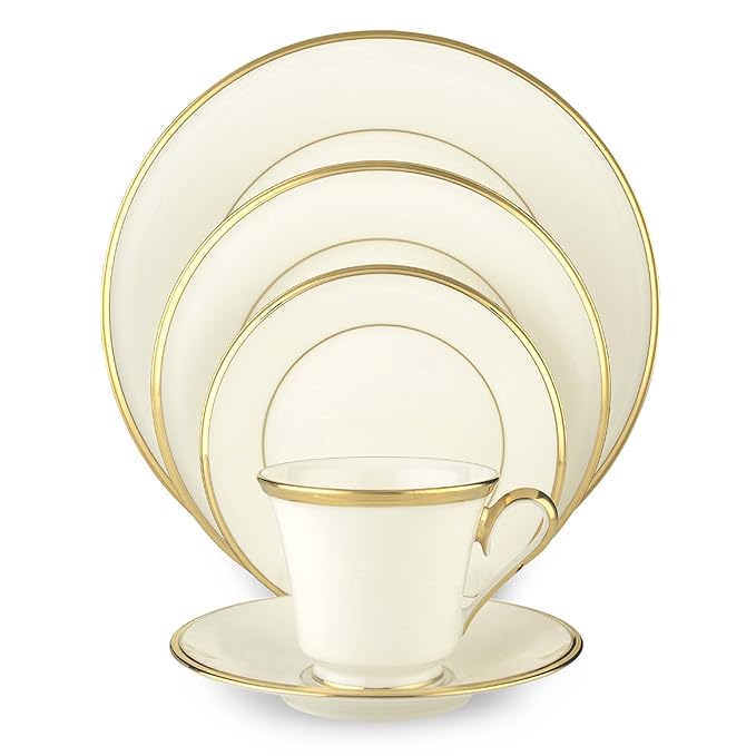 Lenox Eternal White GoldBanded Bone China 5 Piece Place Lenox Eternal