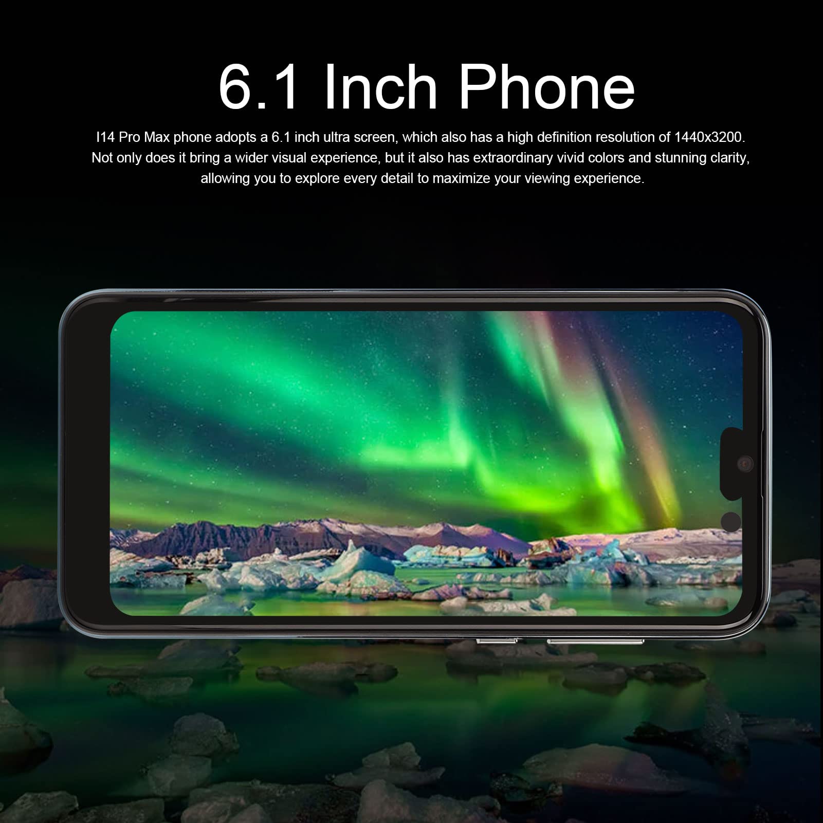 Acogedor Acogedorbsm0ufxht1 Unlocked Smartphone, I14pro Max Phone for Android11, 6.1 inch 4GB RAM 32GB ROM, 16MP 8MP Dual Camera, 6800mAh Battery, Face Recognition, 2G 5G Dual WiFi, Bluetooth 5.0