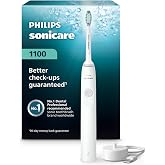PHILIPS Sonicare 1100 Rechargeable Electric Toothbrush, 1 Brush Head, White | More Plaque Removal, 2-Minute Guided Timer, 14-Day Battery, HX3641/02