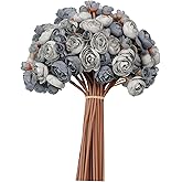 Meldel 32Pcs Ranunculus Artificial Flower, Dusty Blue Mini Rose Faux Ranunculus Flowers for DIY Bouquet, Bulk Fake Peony Wedding Filler Flowers for Centerpieces Arrangements Bridal Shower Decorations