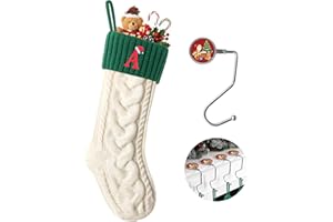 ZGCYSMHT Christmas Stockings Personalized Custom Initials 18 Inches Knitted Christmas Stockings with Letter Fireplace Hanging Monogram Xmas Stockings for Kids,Family Holiday Party Decoration（White and Green A）
