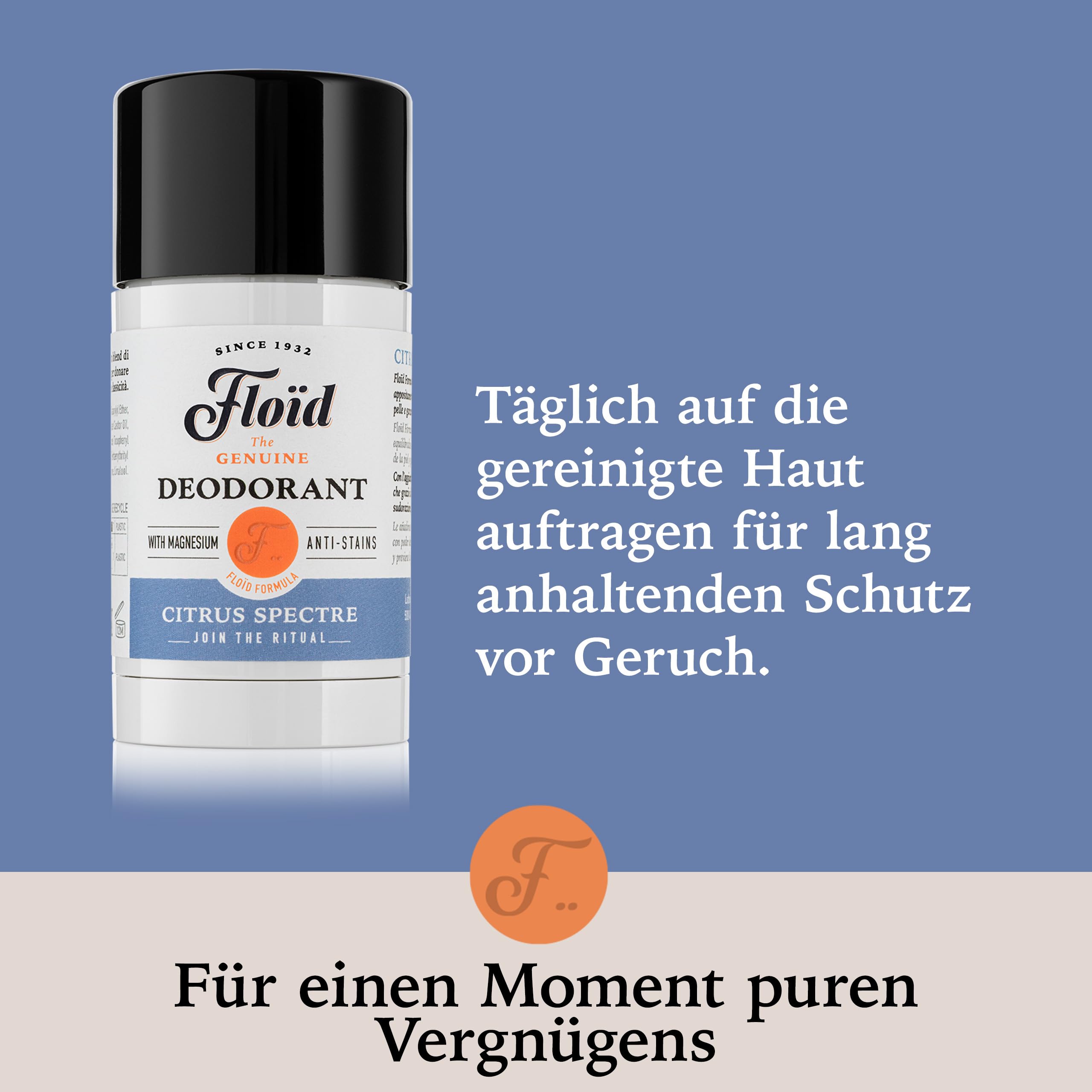 Floid Citrus Spectre Deodorant (75 ml), Deo für Herren mit Magnesiumsalzen für hohe Absorptionsfähigkeit und lang anhaltende Frische, Körperpflege mit Anti-Flecken-Formel 4