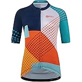 GCRFL Women's Cycling Jersey Short Sleeves Cycle Tops Shirt Bicycle Jersey with 4 Pockets, Women Bike Jersey Zipper Pocket