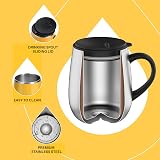 Ideus Coffee Mug 470ml Double Wall Vacuum Stainless Steel Leopard Yellow view 3