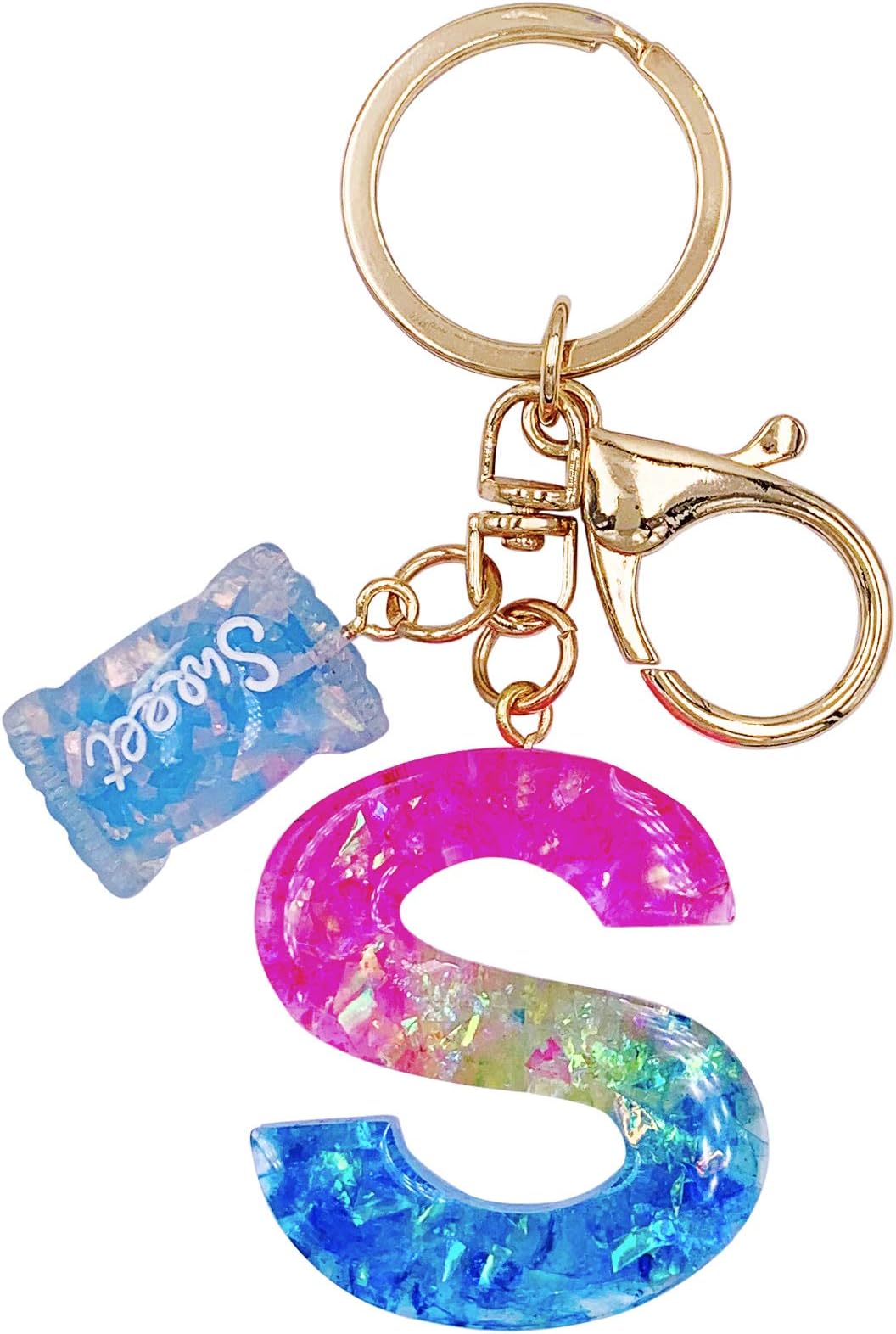 SELOVO Initial Keychain Letter Alphabet Sweet Bag Charm Key Chain for Women Girl