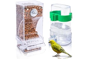 Hamiledyi No Mess Bird Feeders Automatic Parrot Feeder Drinker Acrylic Seed Food Container Parakeet Water Dispenser Cage Accessories for Lovebirds Budgies Canary Finch
