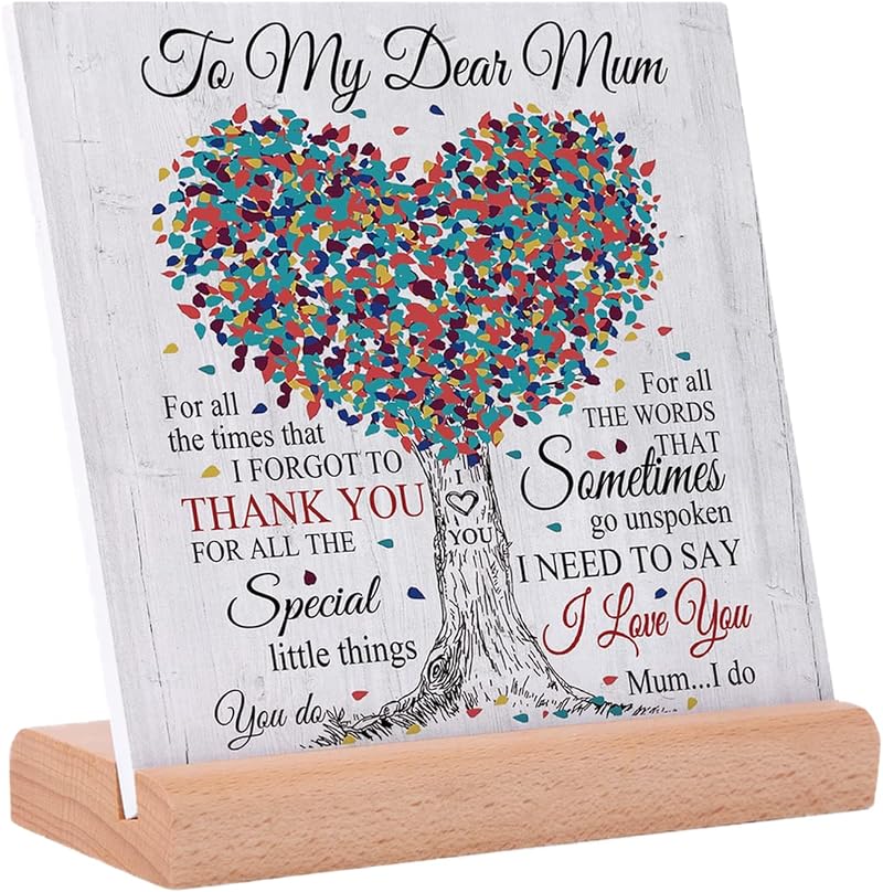 Niyewsor Acrylic Plaque Gift for Mum from Daughter Son Desk Decor Birthday