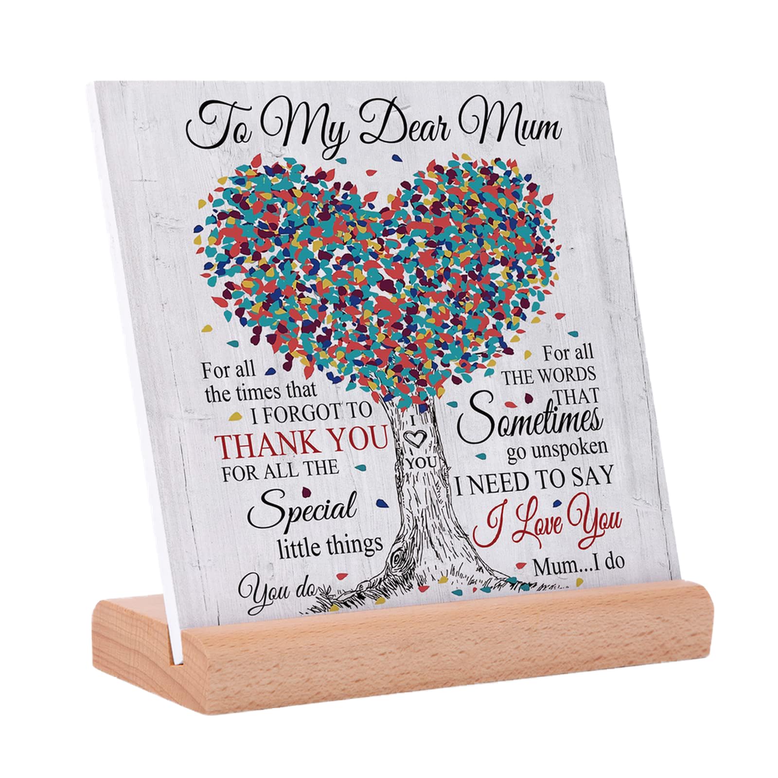 Niyewsor Mum Gifts, Acrylic Plaque Gifts for Mum, Birthday Gift for Mums from Daughter Son, Desk Decor Sign Presents for Mums, Christmas Mothers Day Gifts for Best Mummy