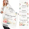 FuWeave Prayer Shawl for Women Christian Prayer Scarf Floral Tassel Scarf for Teacher Mother Church Birthday Gifts