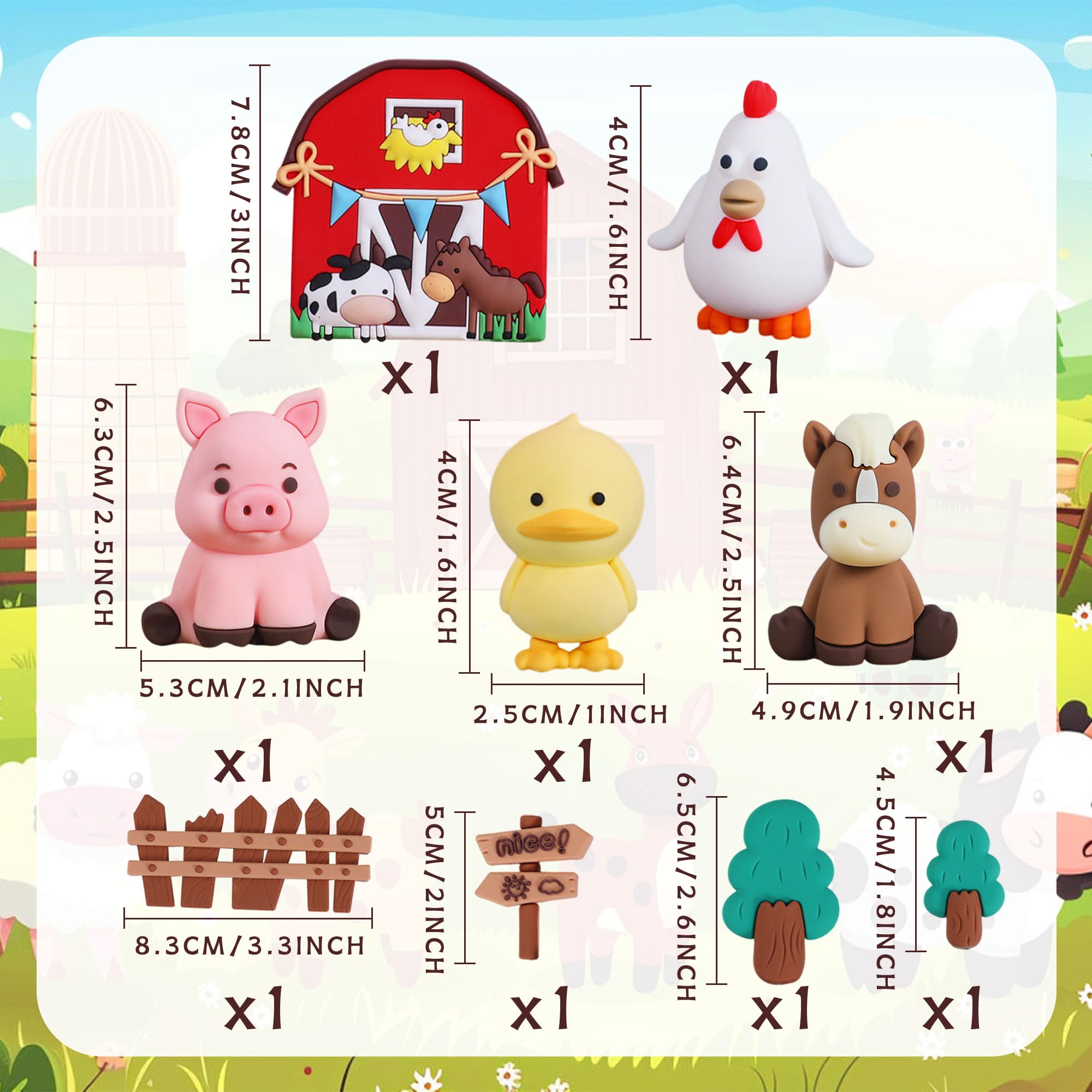 LaVenty Bauernhof Tier Kuchen Dekoration Schaf Kuchen Topper Bauernhof Tier Geburtstag Dekoration Kuh Kuchen Dekoration Schwein Kuchen Topper Für Bauernhof Tier Babydusche Geburtstag Dekorationen 3