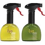 Evo Oil Sprayer Bottle, Non-Aerosol for Olive Cooking Oils, 8-ounce Capacity, Set of 2, Green and Yellow