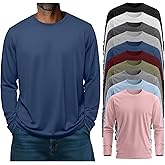 Evervibe 10 Pcs Mens Big and Tall Shirts Cotton Long Sleeve Top Bulk