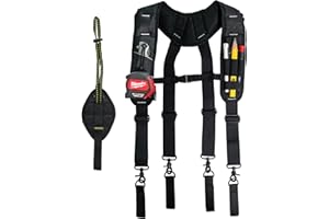 KUNN Tool Belt Suspenders for Men with Magnetic Wristband,Heavy Duty Work Suspender for Construction Electricians Carpenter F