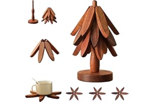 ERBIMOS Christmas Tree Trivet, Christmas Tree Trivet Set, Artisanal Wooden Trivets for Hot Dishes, Stand Like a Christma, Kitchen Counter Decor Tools, Artisanal Wooden Coasters (Peach, 3pcs)