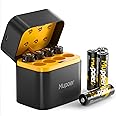 Rechargeable AA Lithium Batteries with Charger, 8 Count 3600mWh 1.5V Double A Batteries High Capacity,Long Lasting Pilas Recargables AA Li-ion Battery with Charging Storage Box for Blink Golden