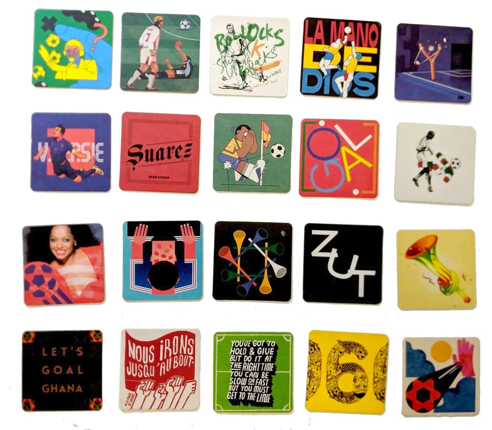 World Cup Designer Beer Mats - 20 x Unique Coasters Featuring Iconic Moments