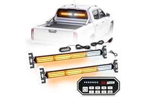 LRTER 2x17.7 Traffic Advisor Strobe Light Bar Strobe Lights w/Remote Control, Emergency Warning Flashing Safety Windshield Lights for Construction Vehicles Snow Plow Tow Trucks, Amber