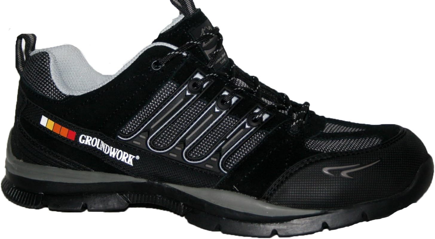 MENS WORK BOOTS, MENS WORK SHOES, GROUNDWORK GR55 LACE UP STEEL TOE CAP SAFETY TRAINER