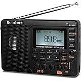 Retekess V115 Digital Radio AM FM, Portable Shortwave Radios, Rechargeable Radio Digital Tuner and Presets, Support Micro SD 