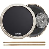 RVONE 12 Inch Practice Drum Pad, White | 800 Steel Beads Create Snare-like Feel; Raised Edge Reduces Practice Damage; Double Sided Rubber; Snare Stand Compatibility