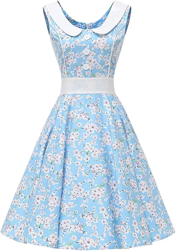 VKStar® Retro Kleider Damen 50er 60er Vintage Kleider ...