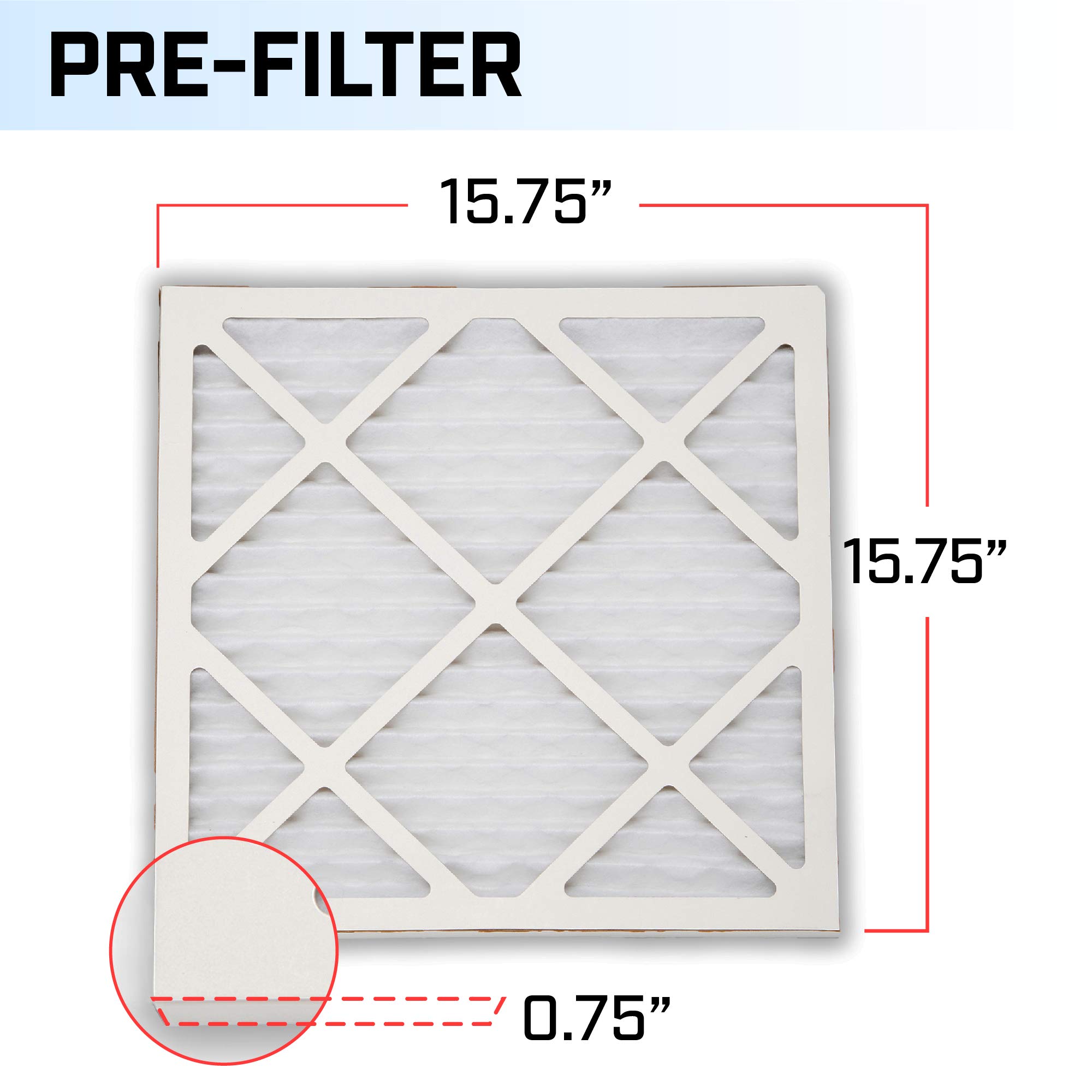 BlueDri Air Scrubber Stage 1 Protective Pre Filter for Air Purifiers Negative Air Machine, Water Damage Restoration Equipment, Construction Debris (5-Pack), White (AS-PF)