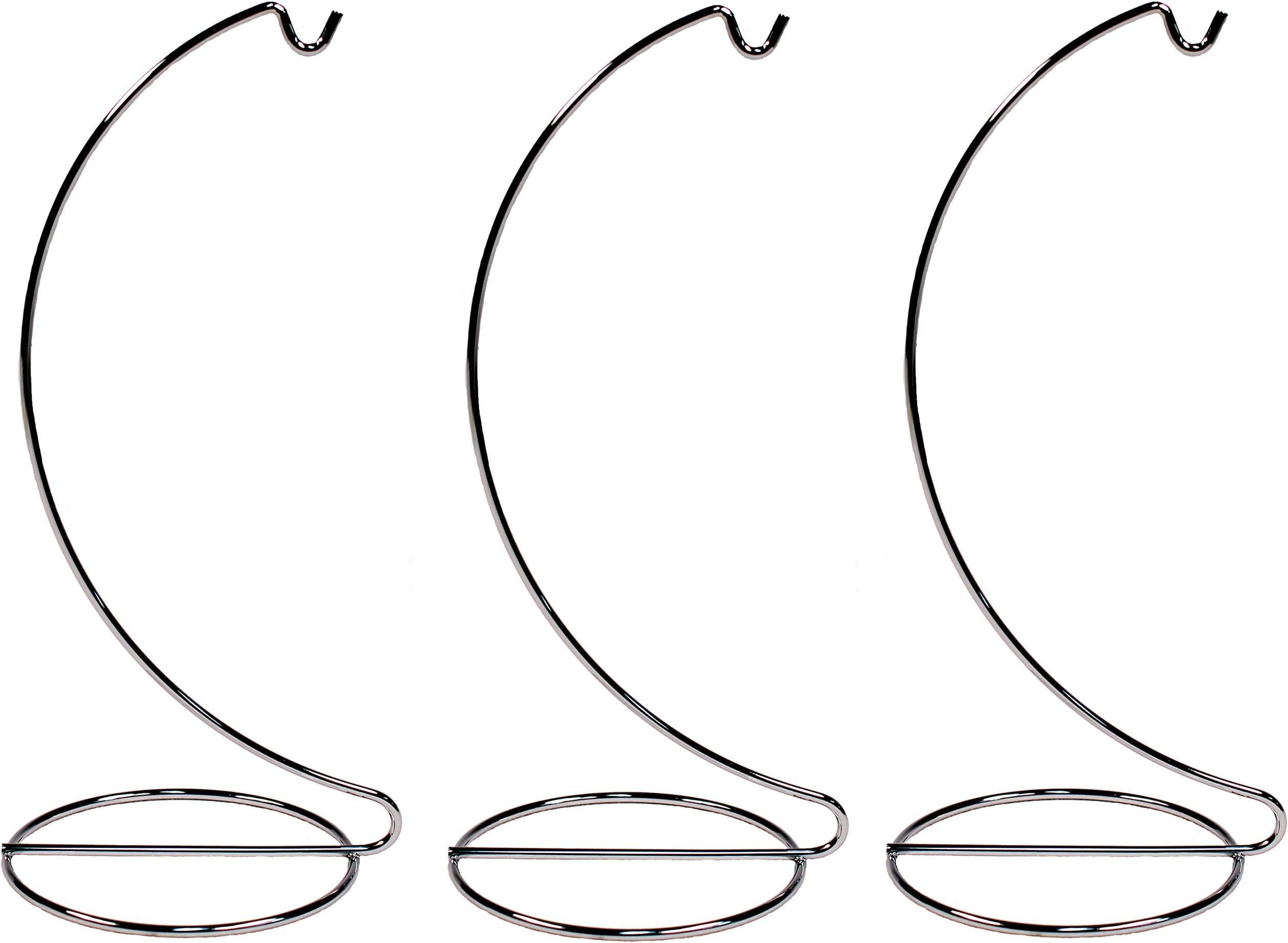 Creative Hobbies® 10 Inch Chrome Ornament Display Stands - Elegant Wire Hangers for Ornaments & Terrariums | Pack of 3