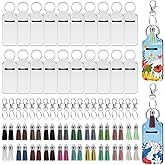 Solaradgy 60Pcs Sublimation Keychain Blanks Holder, Sublimation Blank Lipstick Holder, DIY Bulk Neoprenewith 20Pcs Keychain and 40Pcs Colored Tassels