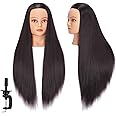 Headstar Mannequin Head 26-28" Synthetic Fiber Manikin Head Hairdresser Styling Training Head Training Model Cosmetology Doll Head Hair for Practice Cutting Braiding with Free Clamp Stand 7E6606LB0220