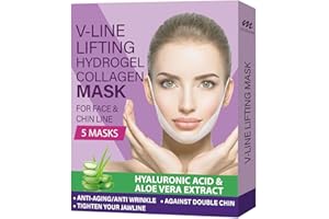 MODAYERI ALIŞVERIŞTE YENI MODA V Line Shapped Lifting Face Mask - Hydrogel Collagen Mask, Tightening Chin Mask, Face Patch For Firming and Tightening Skin, Hyaluronic Acid & Aloe Vera - Anti-Aging and Anti-Wrinkle, 5 Pack