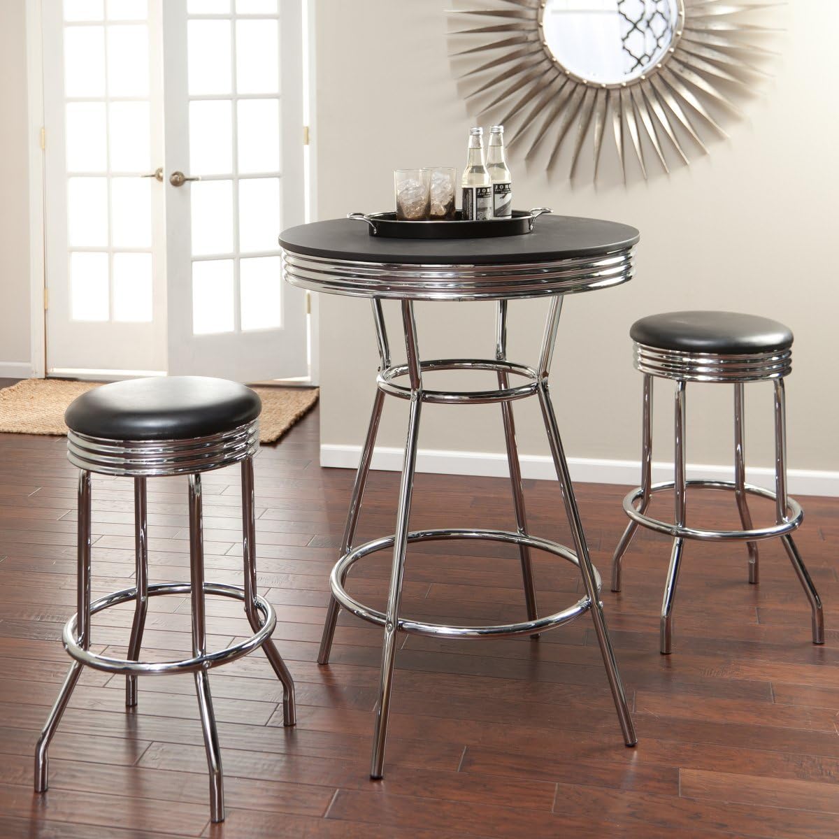 Best Roundhill Metal Dining Table Whith Glasses