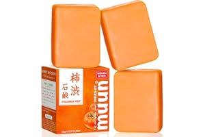 Muun Persimmon Soap - Pack 3, For Old People Smell - Japanese Deodorant Soap, Deodorizing Body Wash, Smooth Deeply Cleansing 
